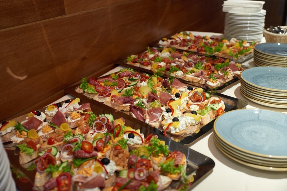 A selection of bruschetta on trays
