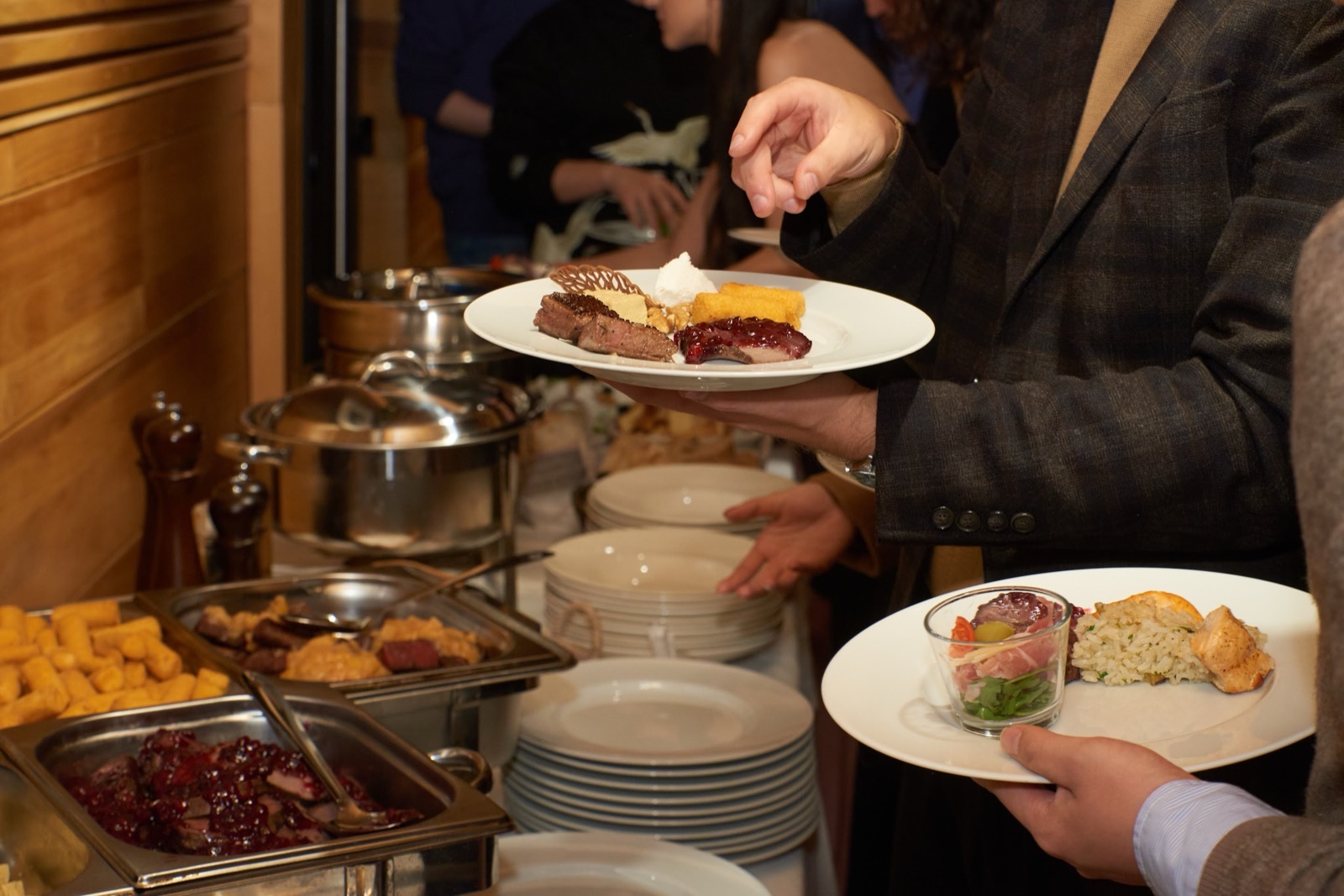 Guests at the hot buffet